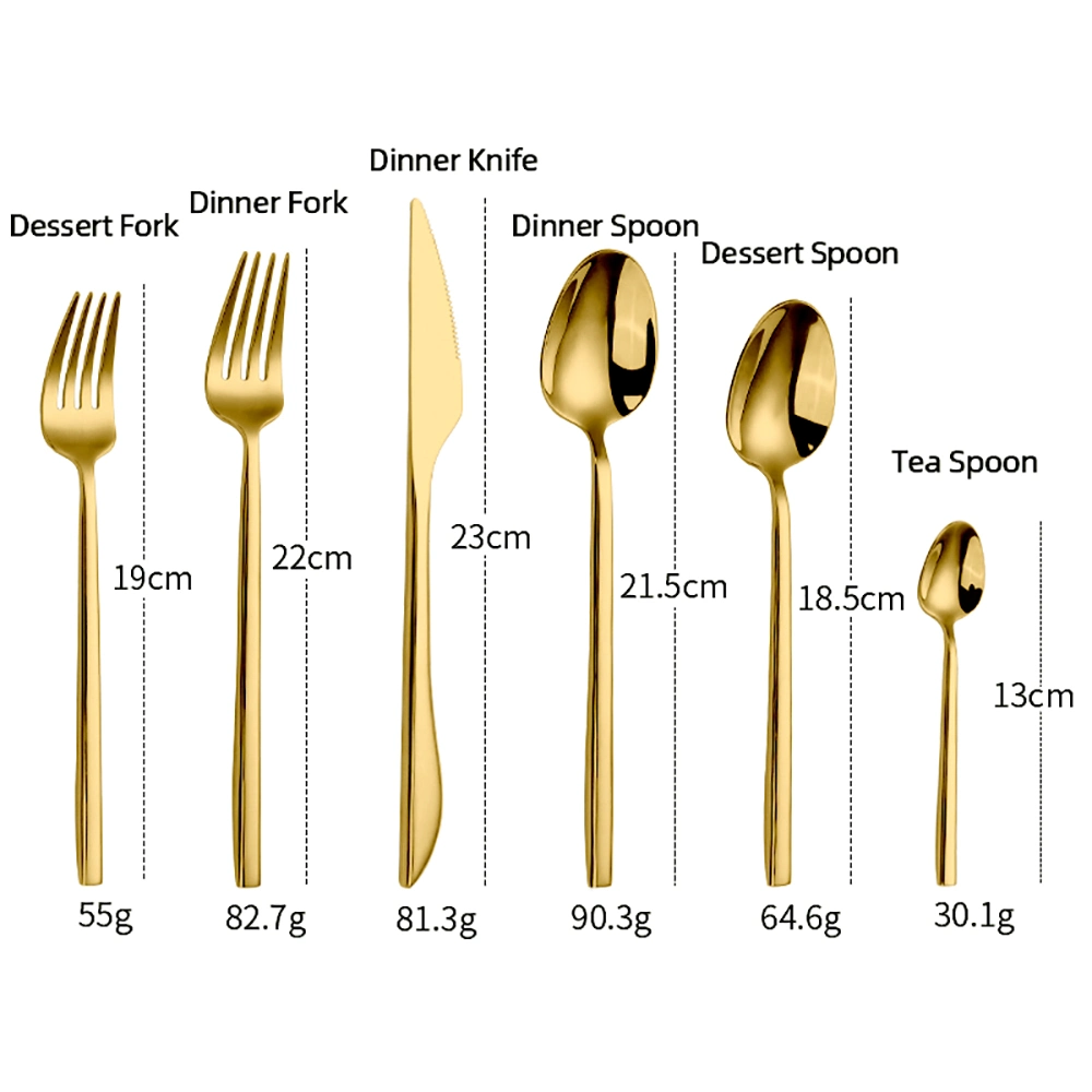 Restaurant Flatware Set Stainless Steel Gold, PVD Titanium Plated Gold Spoons, Gold Cutlery