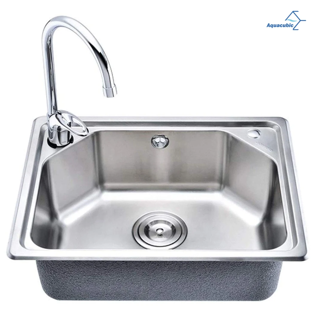 Aquacubic Kitchen Sink Stainless Steel Finished Brushed Single Bowl Sink Kitchen Above Counter or Undermount