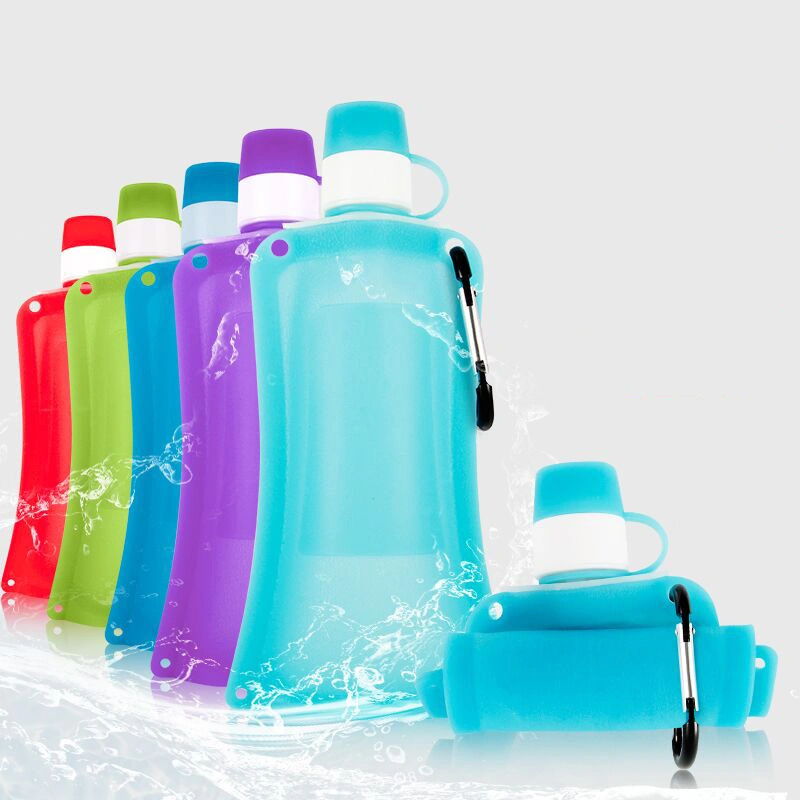 Outdoor Camping Silicone Water Bag Folding 500ml Large Capacity Sports Cycling Hiking Water Bag Silicone Kettle