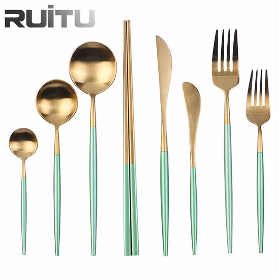 Portugal Cutipol Moon Faqueiro Servindo Buffet Bio Reciclável Louça de Mesa Titânio SUS304 Metal Aço Inoxidável Cpla Camping Talheres Preto Fosco